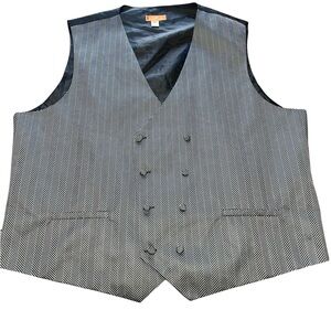 Steven Land Black and White Herringbone Vest 3X